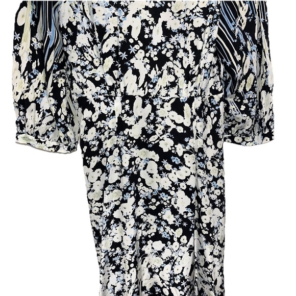 DOROTHY SCHUMACHER Blooming Love Midi Dress Silk Floral Blue White Small NWT - Picture 13 of 16